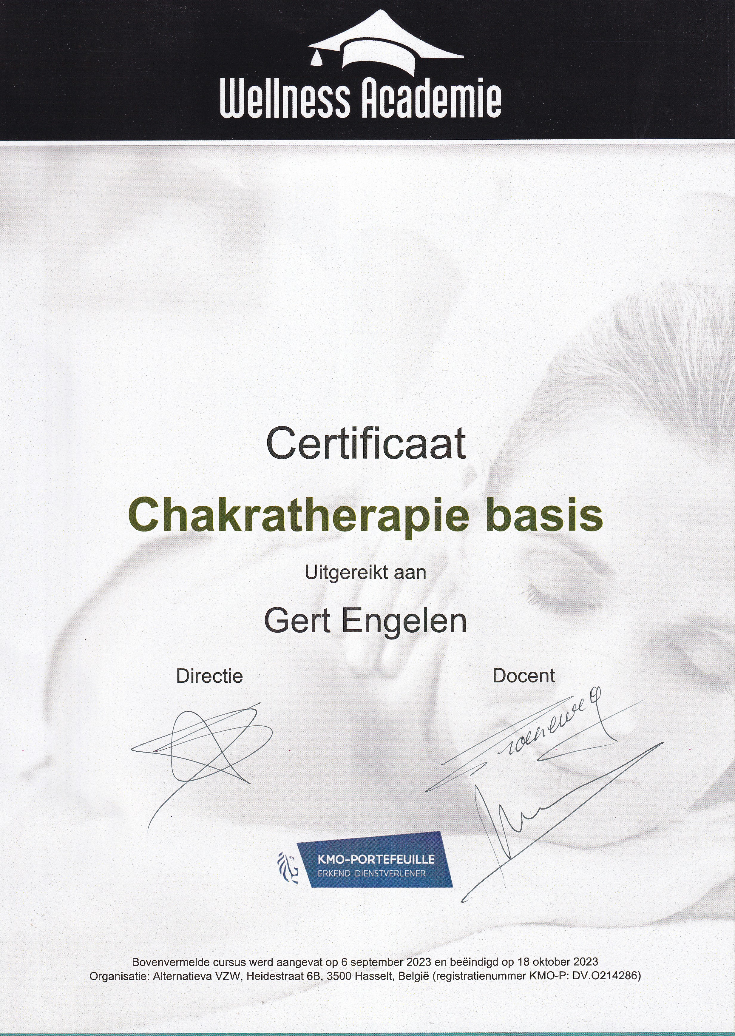 Certificaat Chakratherapie Basis